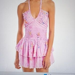 LoveShackFancy Pink Mini Dress